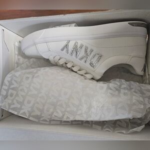 DKNY White and Silver Casual Sneakers